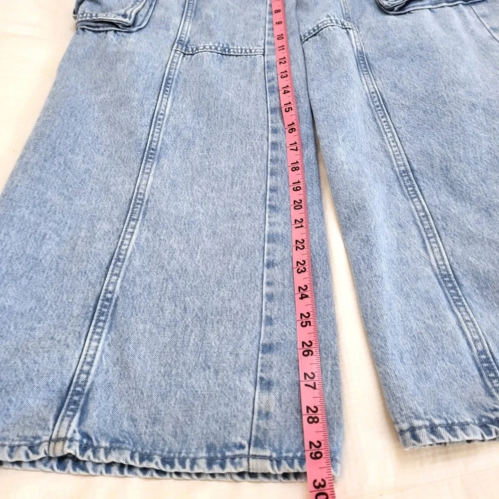 Old Navy Jeans Baggy Wide Barrel Leg High Rise Cargo Light Wash Cotton Girls 16
